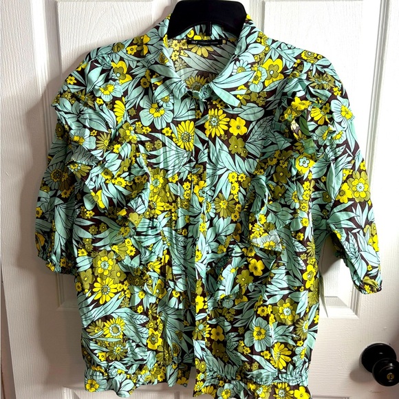 INC International Concepts Yellow and Green Floral Top - Picture 1 of 8